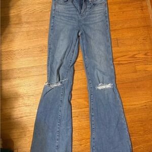 American Eagle Blue Distressed Flare Jeans